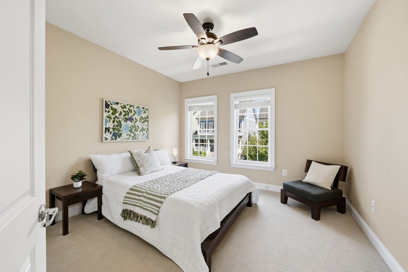 Staged bedroom from the property video