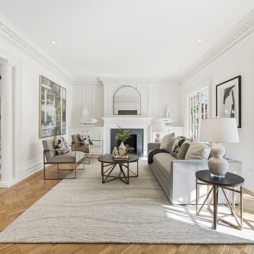 Staged living room, Oxford Street, Chevy Chase