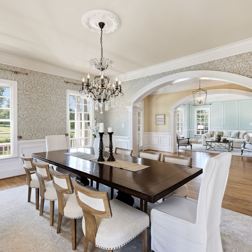 Staged dining room, Beach Mill Road, Great Falls