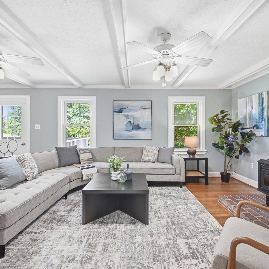 Staged family room, Rifle Ridge Road, Oakton