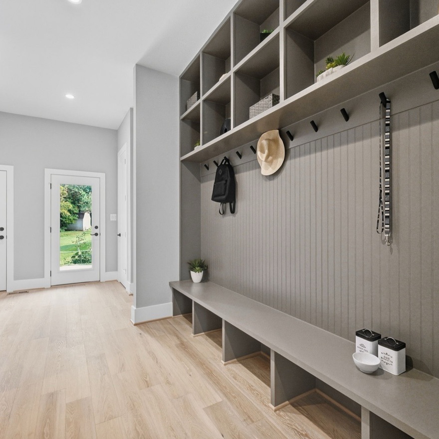 Staged mud room, Grayson Place, Falls Church