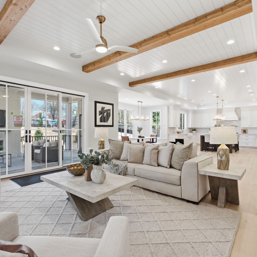 Staged living room, Upton Street, McLean