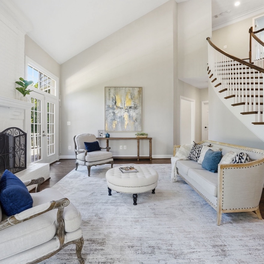 Staged living room, Woodhurst Boulevard, McLean